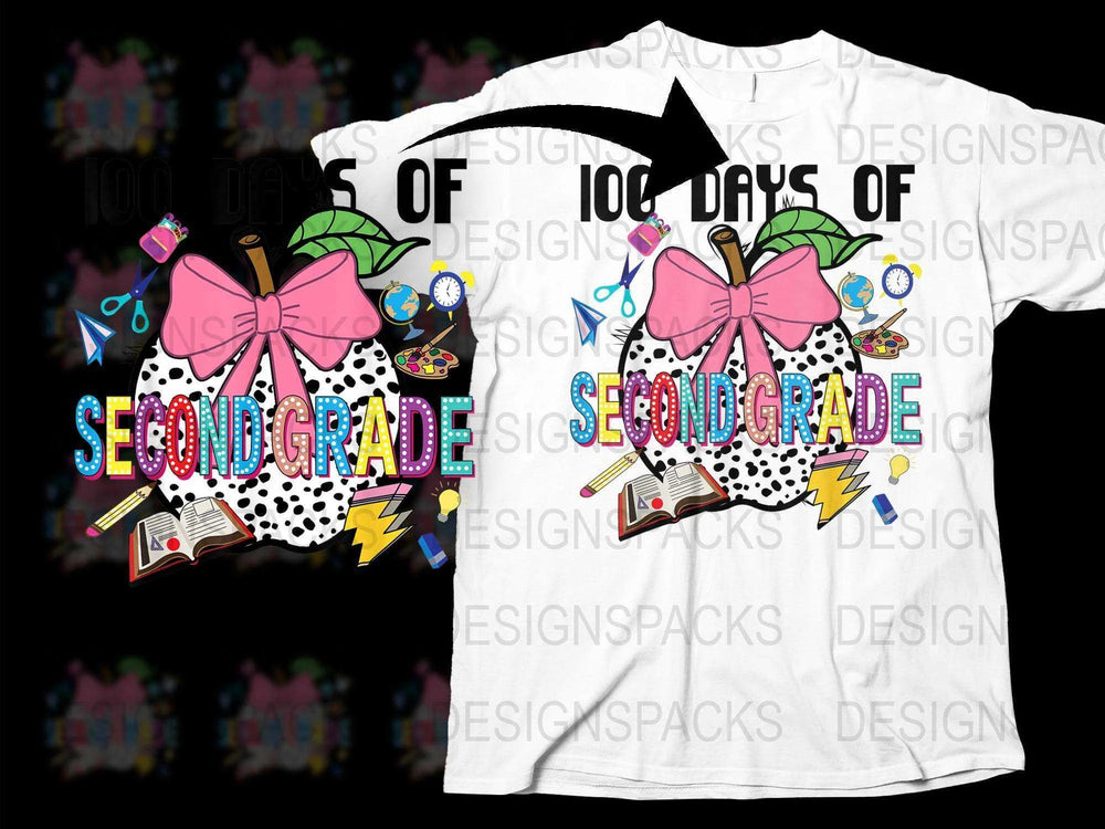 100 Days of School Second Grade T-Shirt, Colorful Graphic Tee, Kids Celebration Shirt, Fun Elementary School Outfit