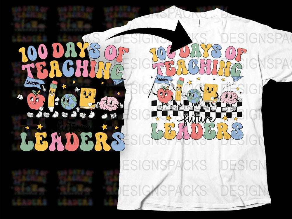 Teacher Appreciation T-Shirt, 100 Days of Teaching Future Leaders Graphic Tee, Colorful Educator Gift