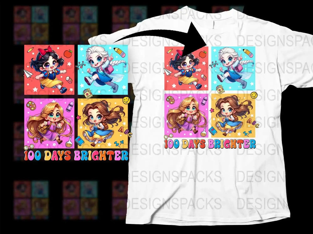 100 Days School Brighter Princess Png Digital Download