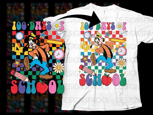 Colorful 100 Days of School T-Shirt, Kids' Cartoon Character Tee, Fun Teacher Gift, Celebration School Day Shirt, Vibrant Graphic Top