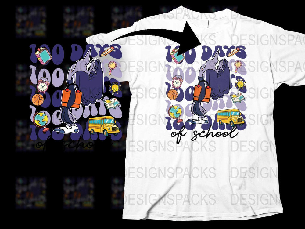 100 Days of School T-Shirt, Cute Owl Graphic, Teacher Student Tee, Colorful School Bus Design, Unisex Kids Fashion, Casual Wear