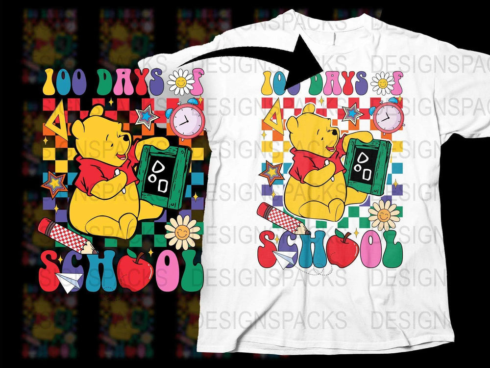 Cute Bear 100 Days of School T-Shirt, Colorful Kids Graphic Tee, Fun Preschool Celebration Shirt