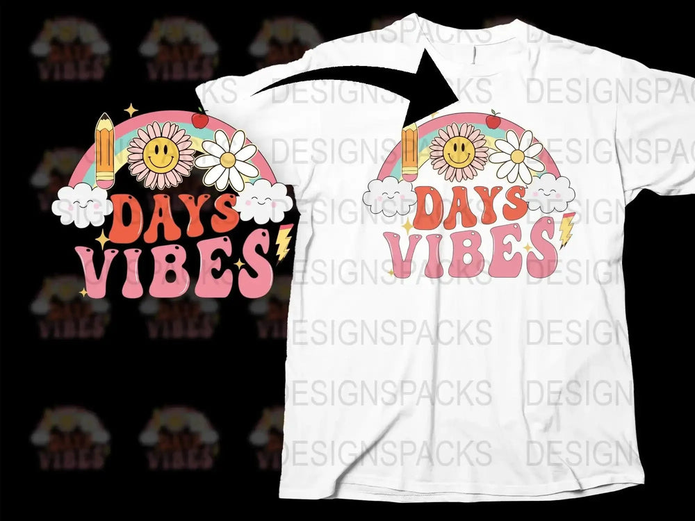 100 Days Vibes Rainbow Cartoon Png Digital Download