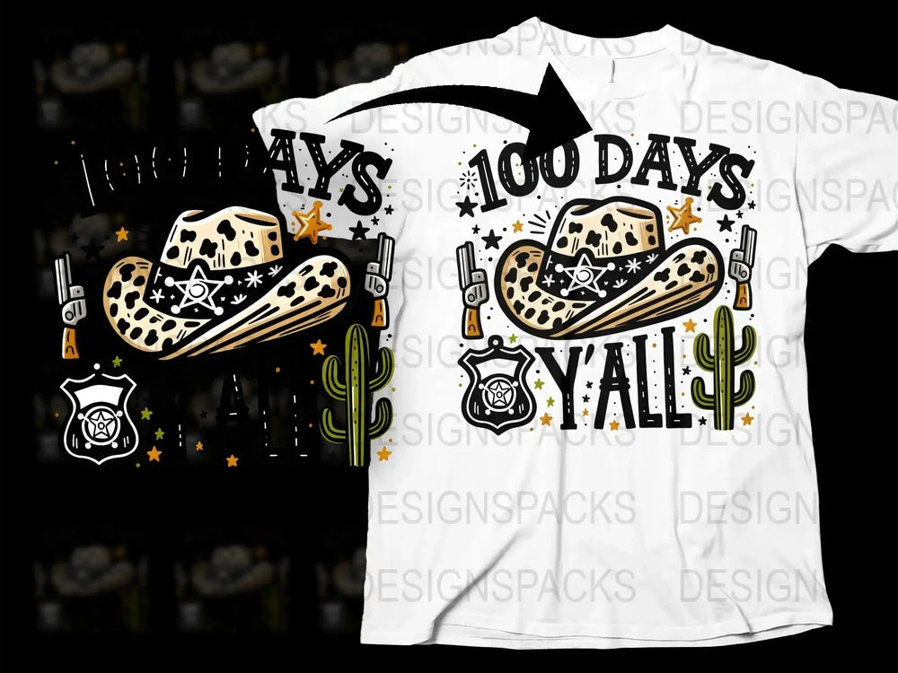 100 Days of School T-Shirt, Cowboy Boots and Hat Design, Kids Western Style Shirt, Celebration Tee, Festive School Event Apparel