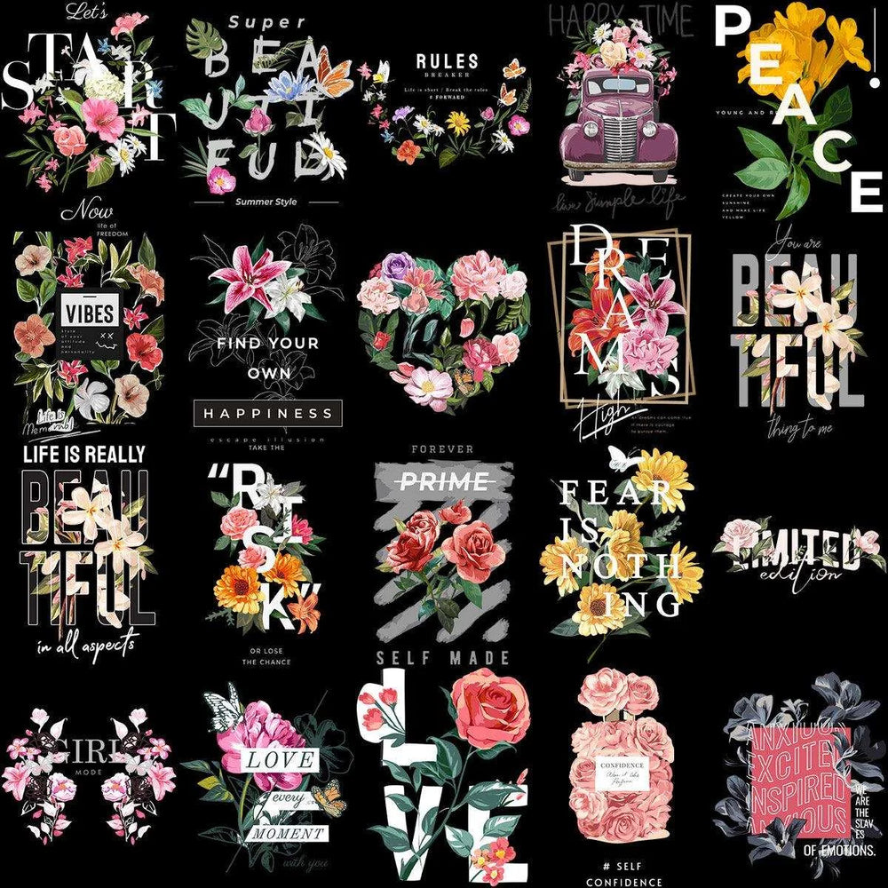 100 Floral Streetwear Designs Bundle PNG + EPS