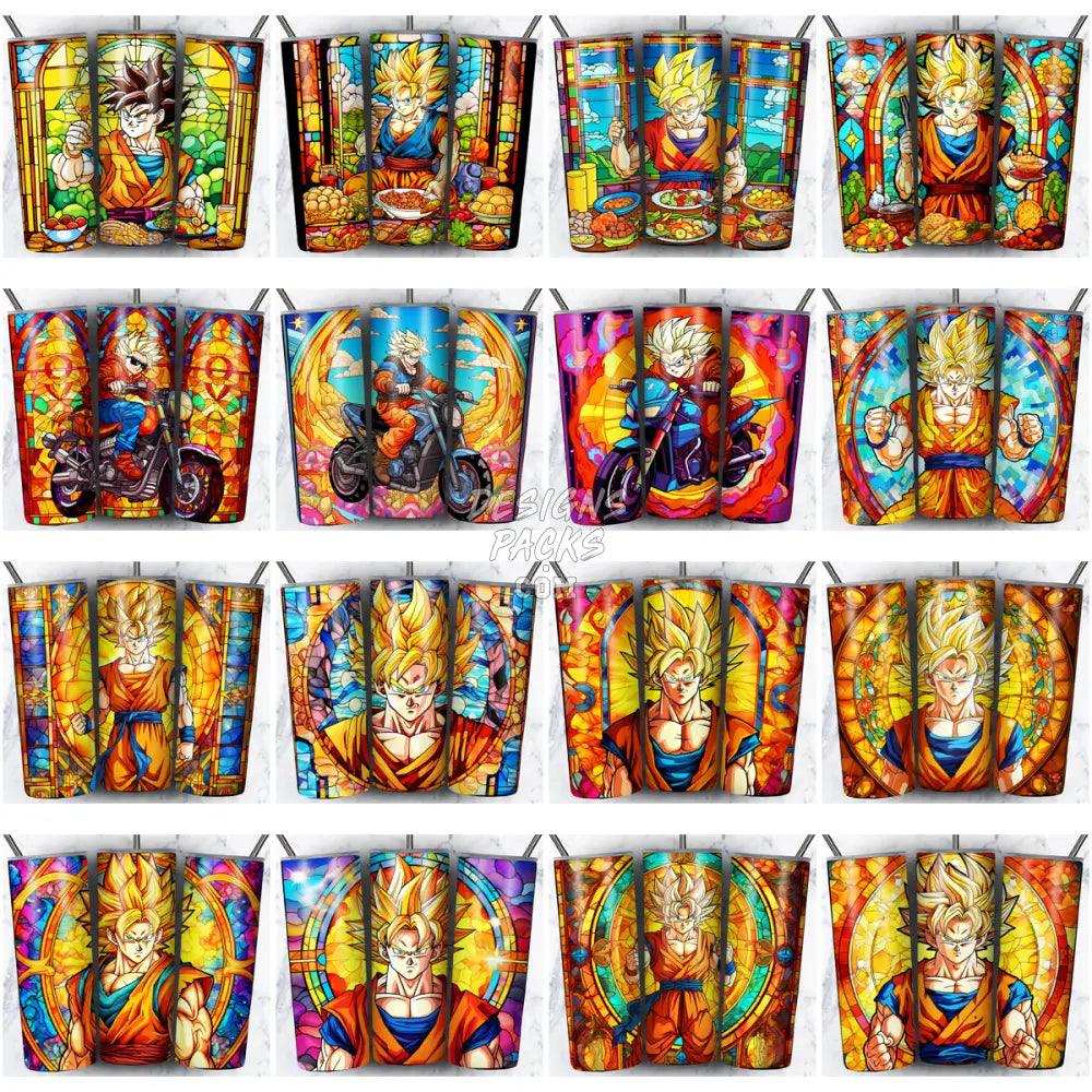 100 Goku Stained Glass Anime Tumbler Wrap Bundle Jpg