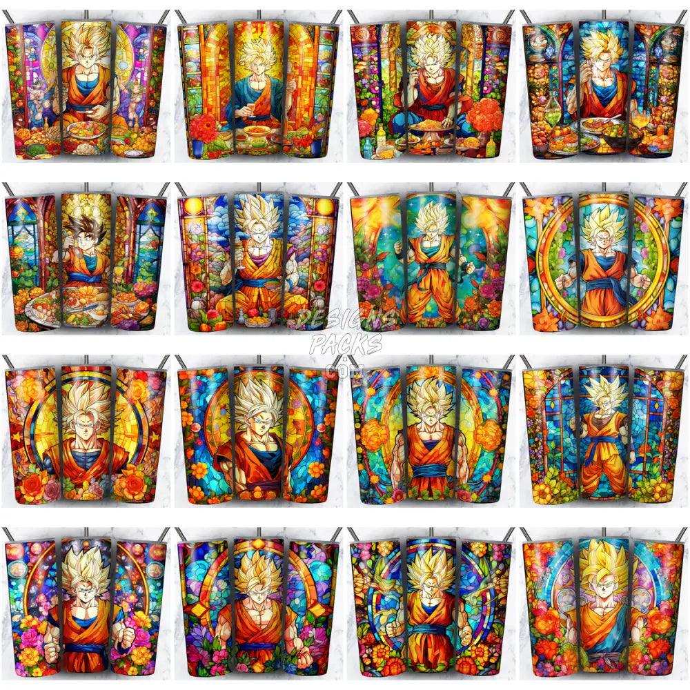 100 Goku Stained Glass Anime Tumbler Wrap Bundle Jpg