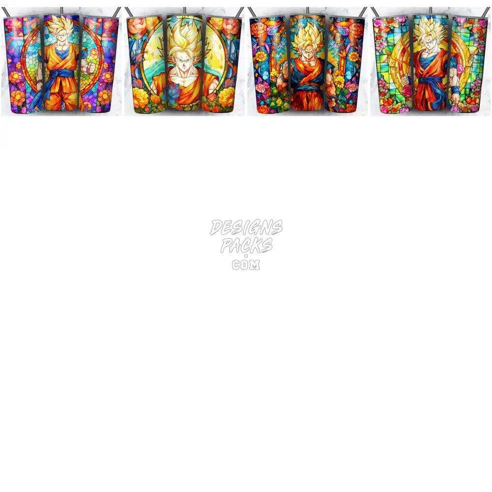 100 Goku Stained Glass Anime Tumbler Wrap Bundle Jpg
