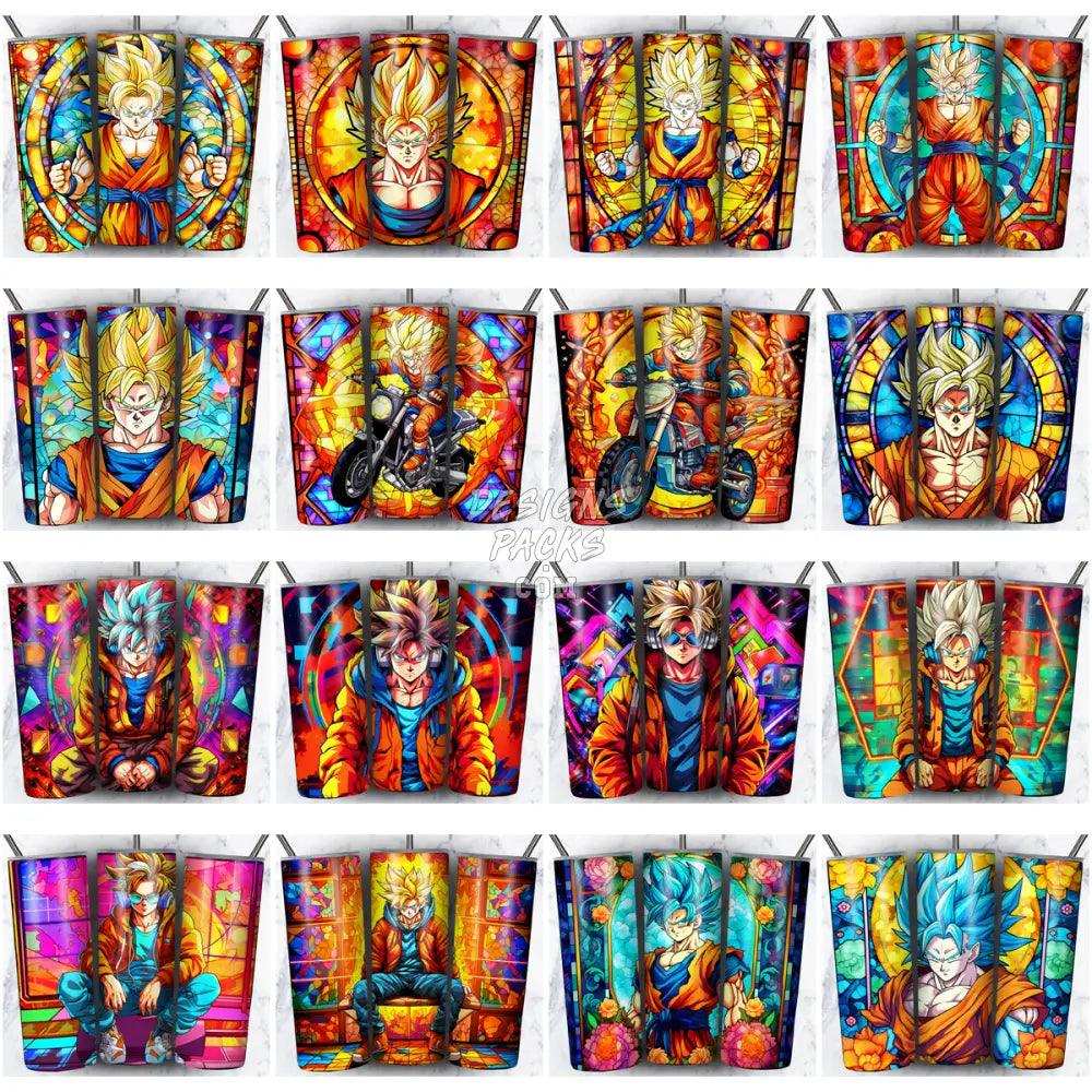 100 Goku Stained Glass Anime Tumbler Wrap Bundle Jpg