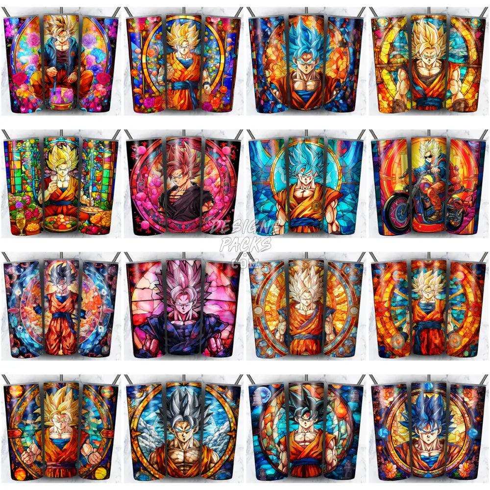 100 Goku Stained Glass Anime Tumbler Wrap Bundle Jpg