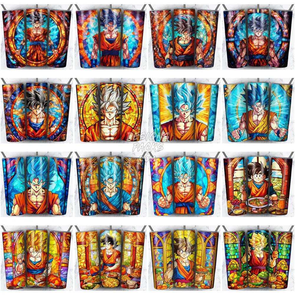 100 Goku Stained Glass Anime Tumbler Wrap Bundle Jpg