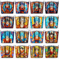 Load image into Gallery viewer, 100 Goku Stained Glass Anime Tumbler Wrap Bundle Jpg

