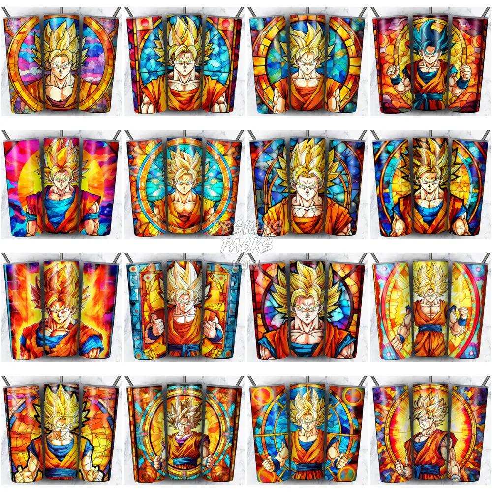 100 Goku Stained Glass Anime Tumbler Wrap Bundle Jpg