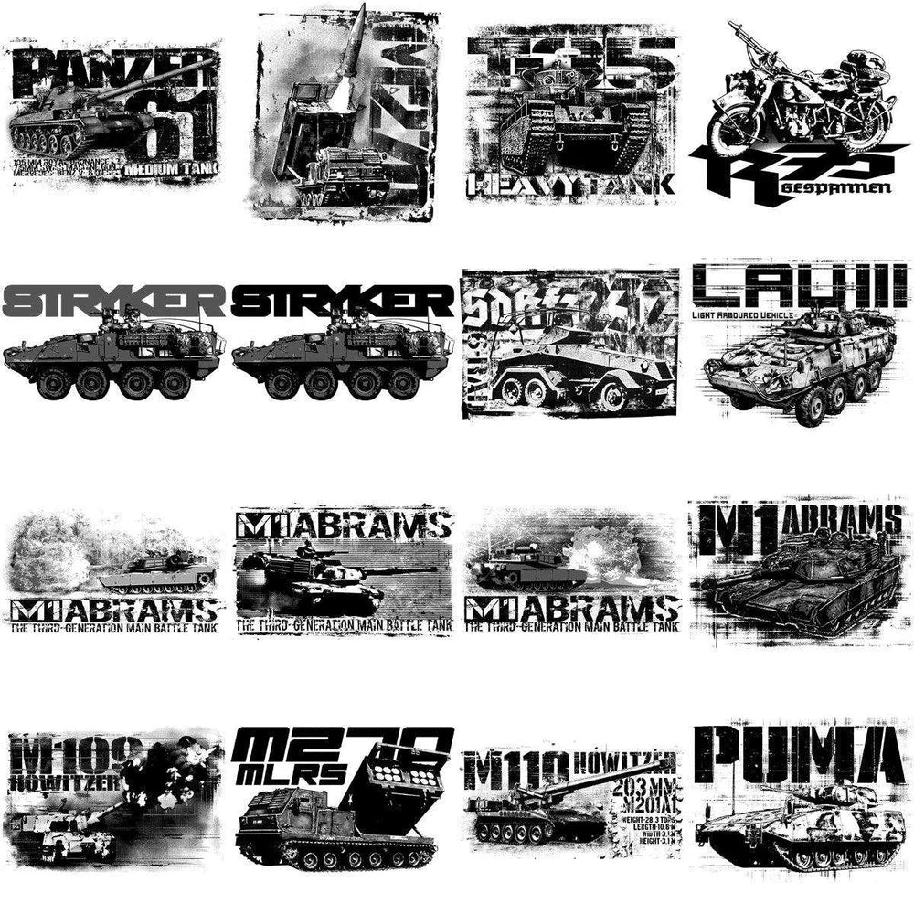 100 Tank Military War Fighting Designs Bundle PNG