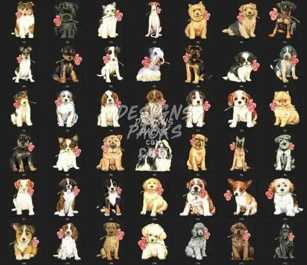 100+ Valentine's Day Dogs Rose Designs Bundle PNG