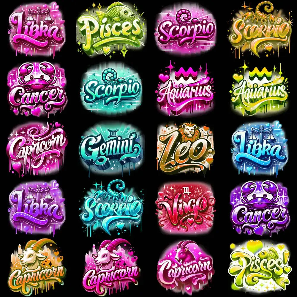 100 Zodiac Signs Colors Designs Bundle PNG