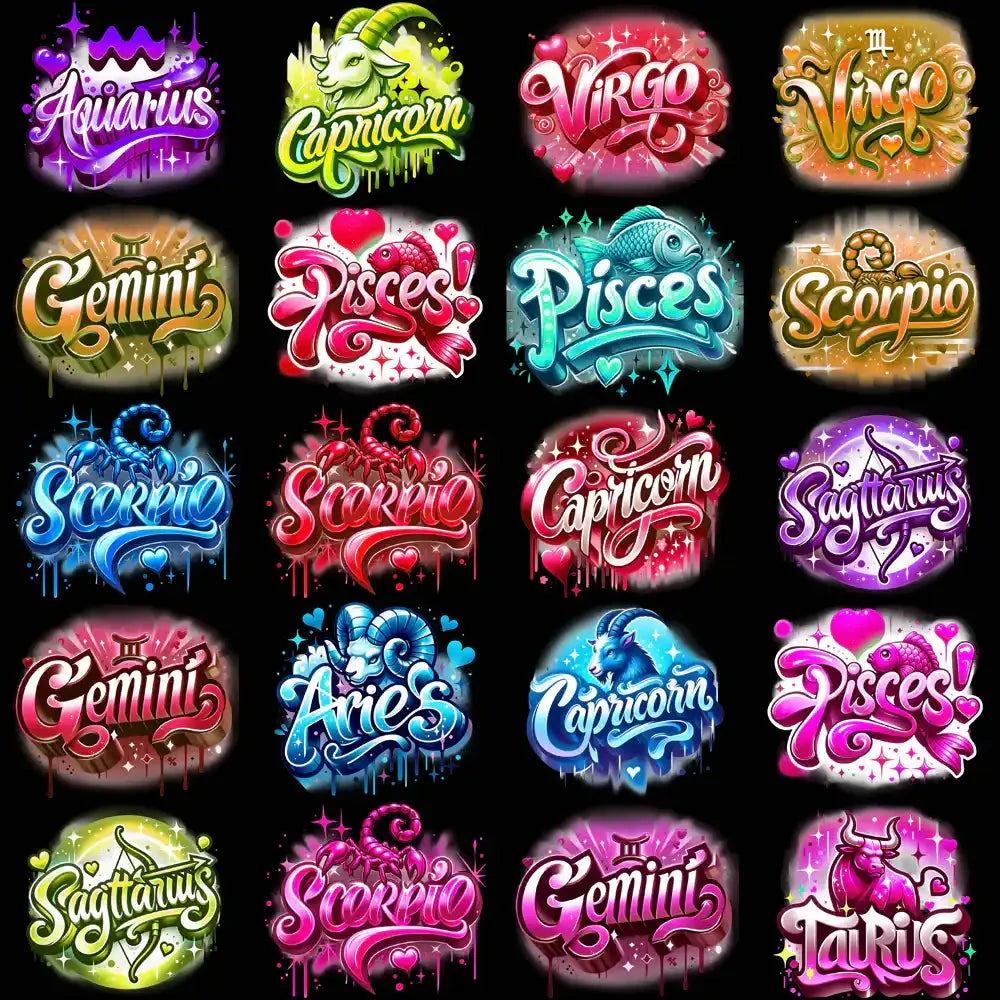 100 Zodiac Signs Colors Designs Bundle PNG