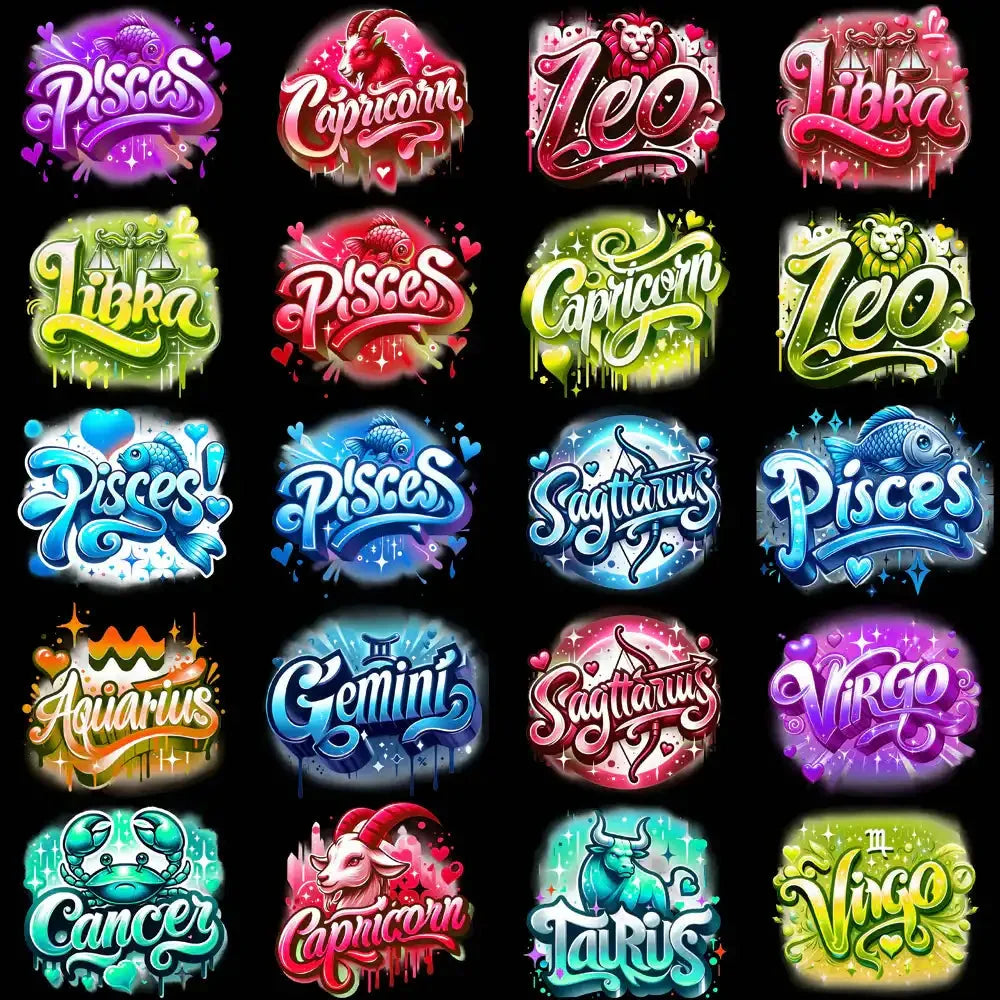 100 Zodiac Signs Colors Designs Bundle PNG