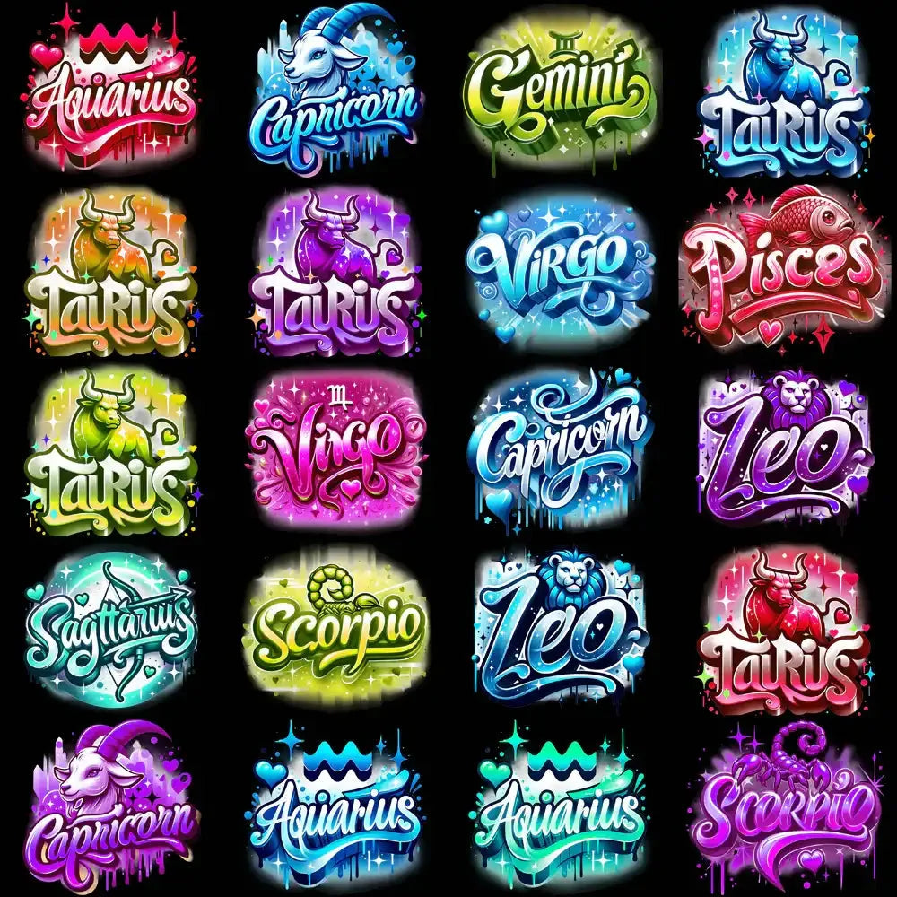 100 Zodiac Signs Colors Designs Bundle PNG