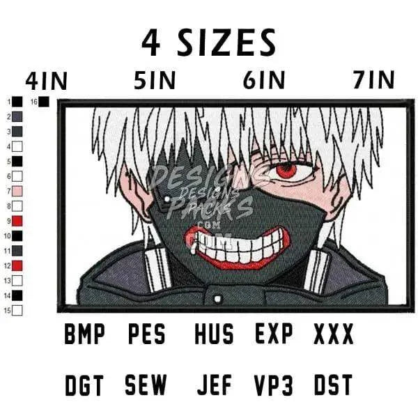 Ken Kaneki Anime Embroidery Design