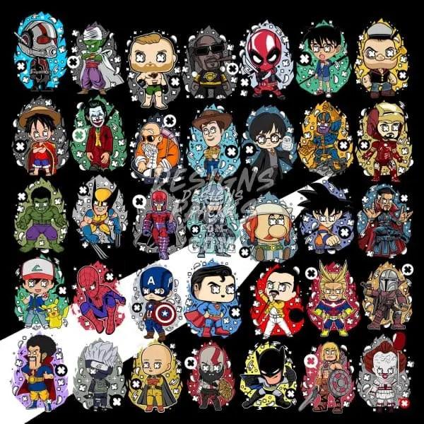 101 Cartoon Pop culture Designs Bundle PNG designspacks