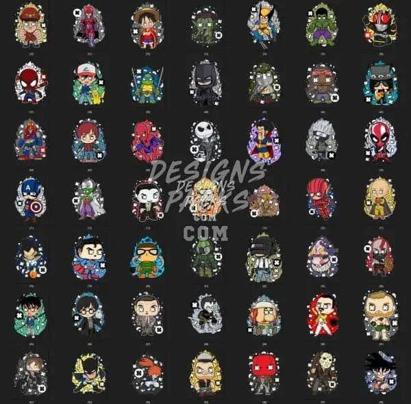 101 Cartoon Pop culture Designs Bundle PNG