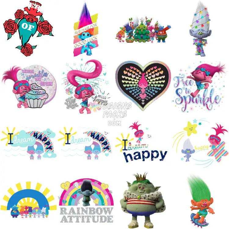101 Movie Troll Cartoon Designs Bundle Png