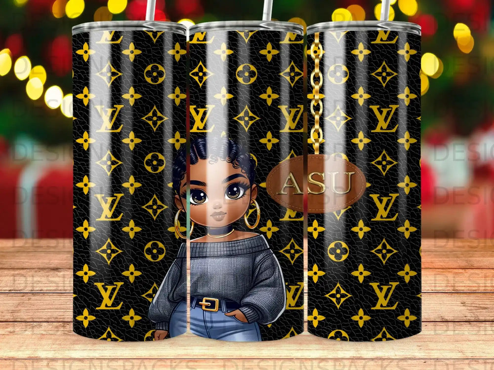 Black Gold Pattern ASU African American Woman Tumbler product type