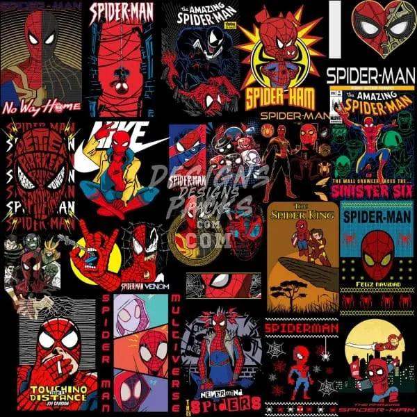 Spider-Man DTF/DTG designs bundle with Venom, Multiverse, and Sinister Six print-ready PNG SVG