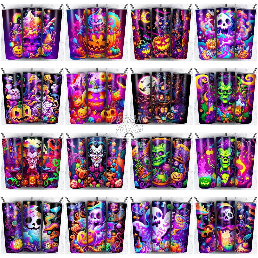 102 Neon Halloween Tumbler Wrap Bundle Jpg