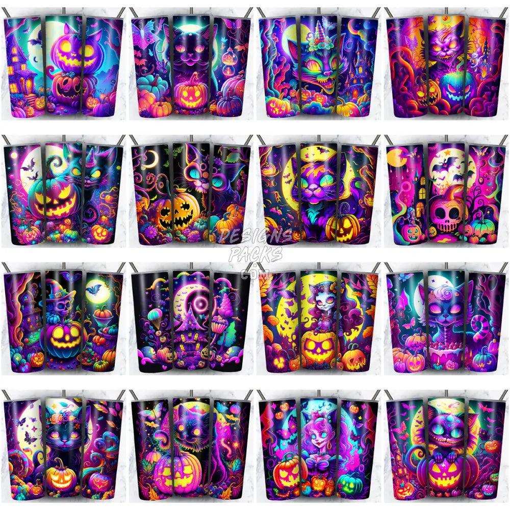 102 Neon Halloween Tumbler Wrap Bundle Jpg