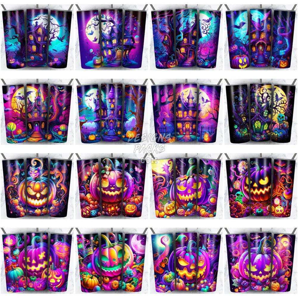 102 Neon Halloween Tumbler Wrap Bundle Jpg
