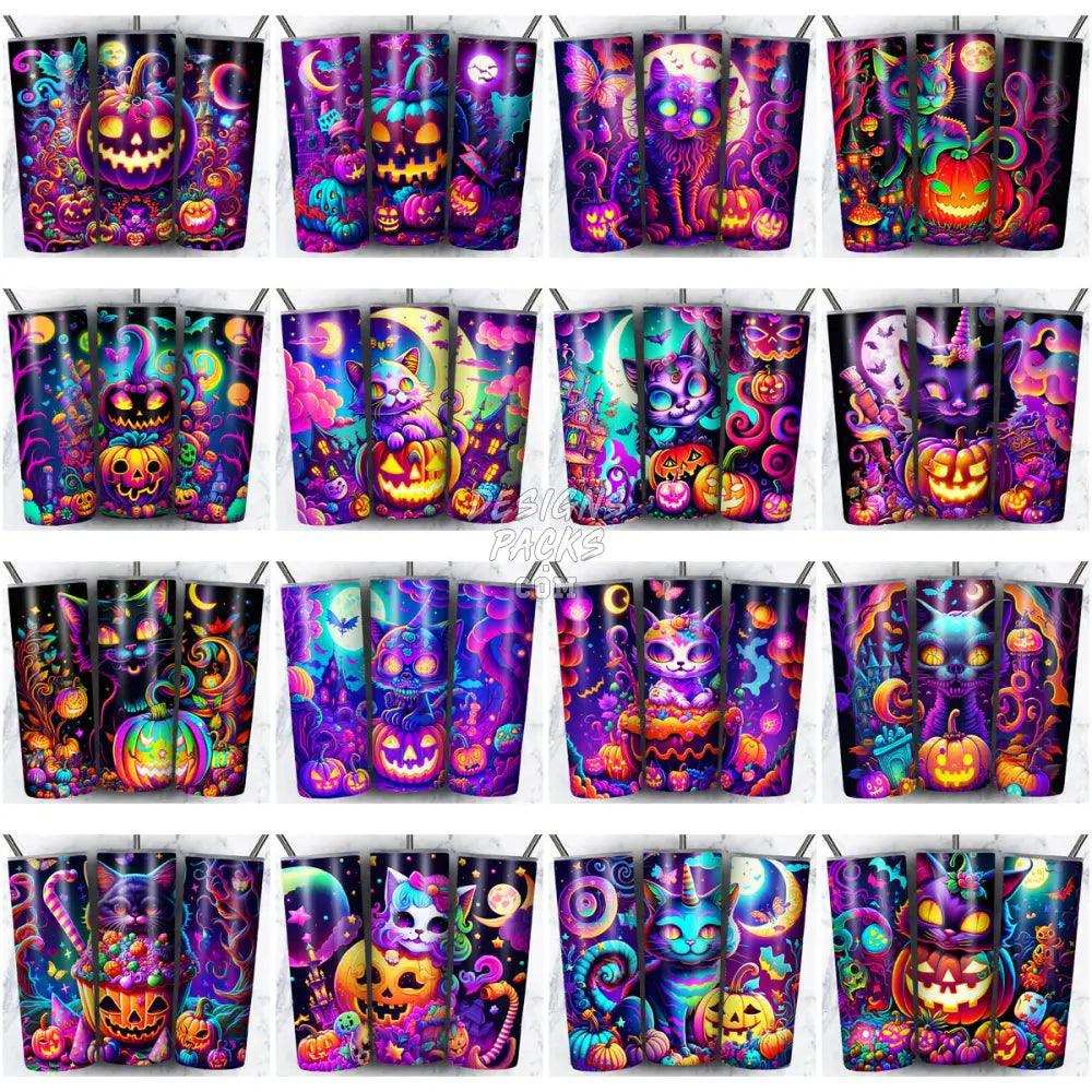 102 Neon Halloween Tumbler Wrap Bundle Jpg
