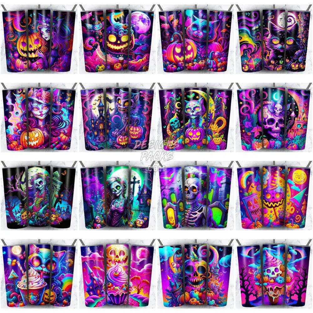 102 Neon Halloween Tumbler Wrap Bundle Jpg