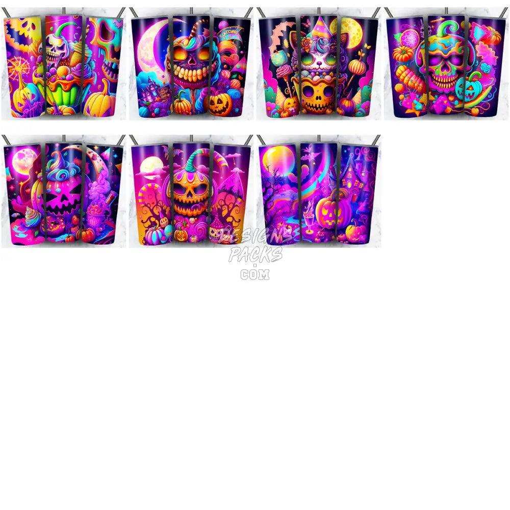 102 Neon Halloween Tumbler Wrap Bundle Jpg
