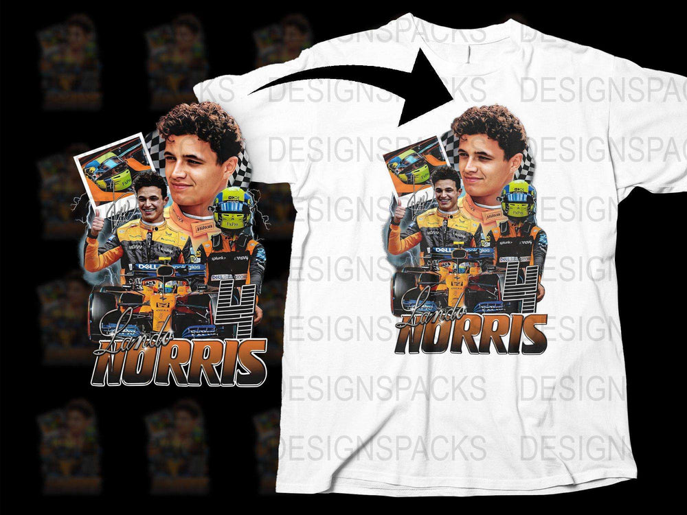 Lando Norris F1 Racing Driver Graphic T-Shirt, McLaren Fan Merchandise, Sports Car Racing Apparel, Unisex Cotton Tee