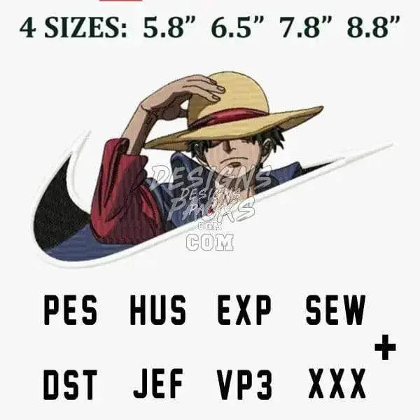 Luffy One Piece Sport Anime Embroidery Design