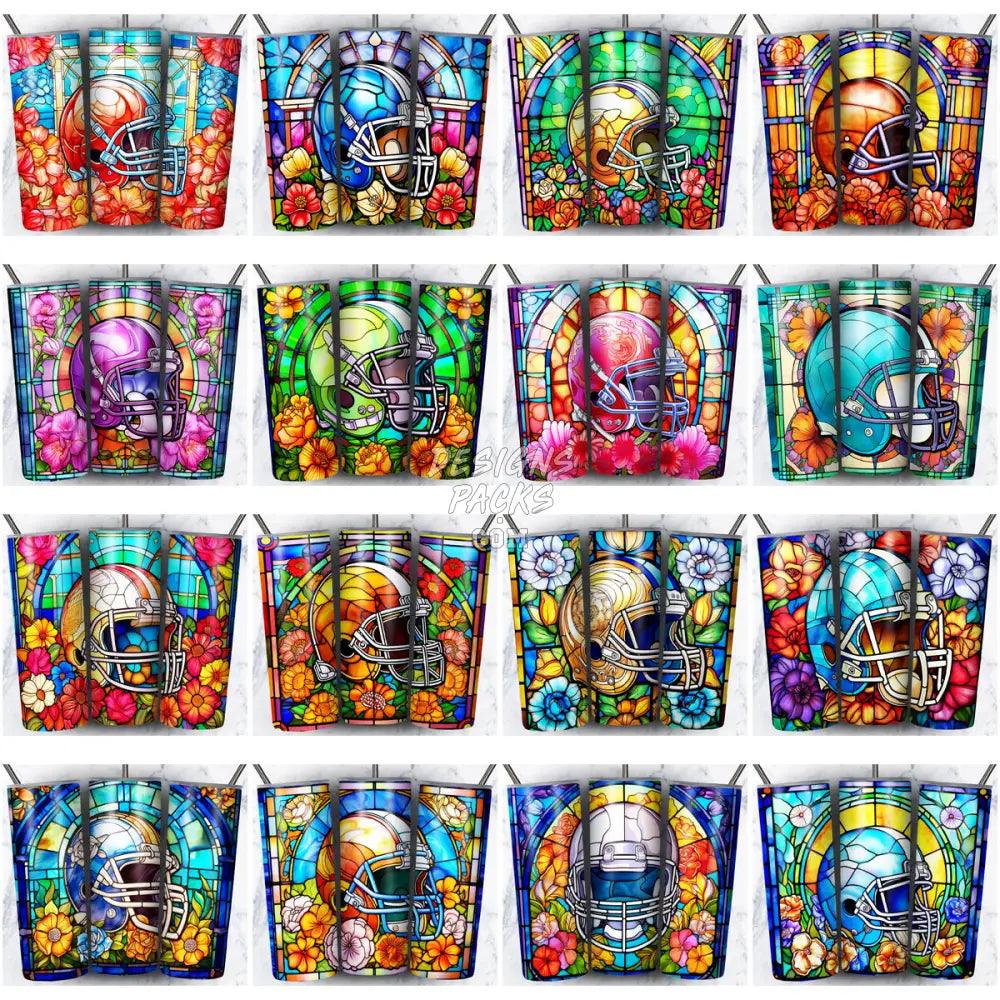 104 Football Helmet Stained Glass Tumbler Wrap Bundle Jpg