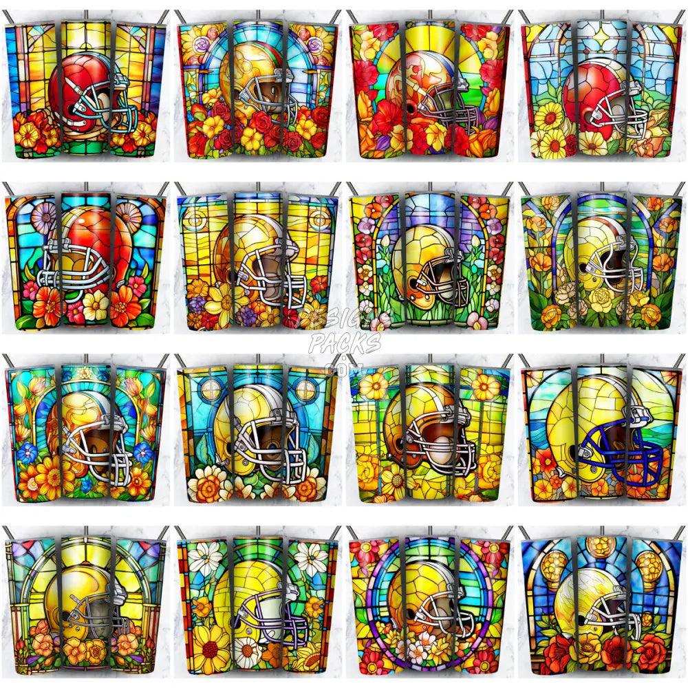 104 Football Helmet Stained Glass Tumbler Wrap Bundle Jpg