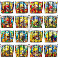 Load image into Gallery viewer, 104 Football Helmet Stained Glass Tumbler Wrap Bundle Jpg
