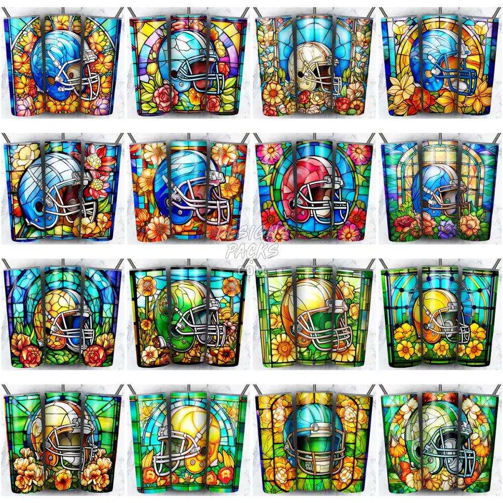 104 Football Helmet Stained Glass Tumbler Wrap Bundle Jpg