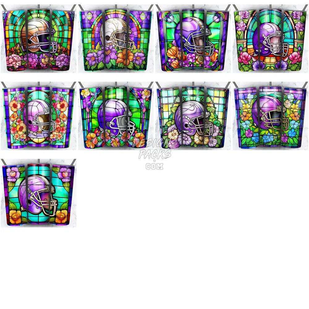 104 Football Helmet Stained Glass Tumbler Wrap Bundle Jpg