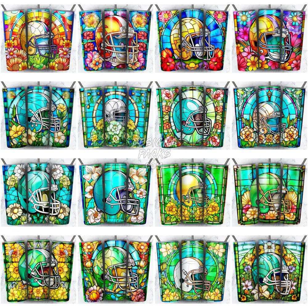 104 Football Helmet Stained Glass Tumbler Wrap Bundle Jpg