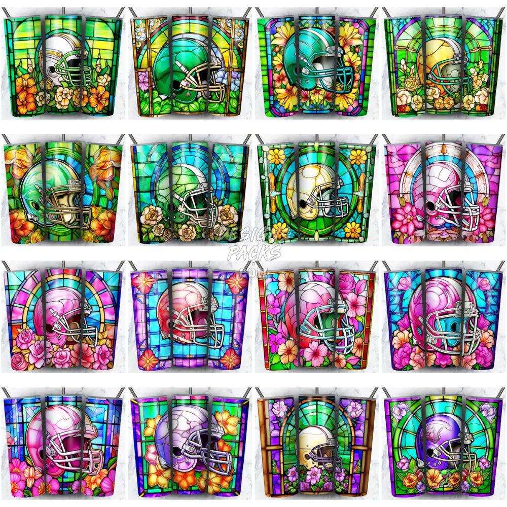 104 Football Helmet Stained Glass Tumbler Wrap Bundle Jpg
