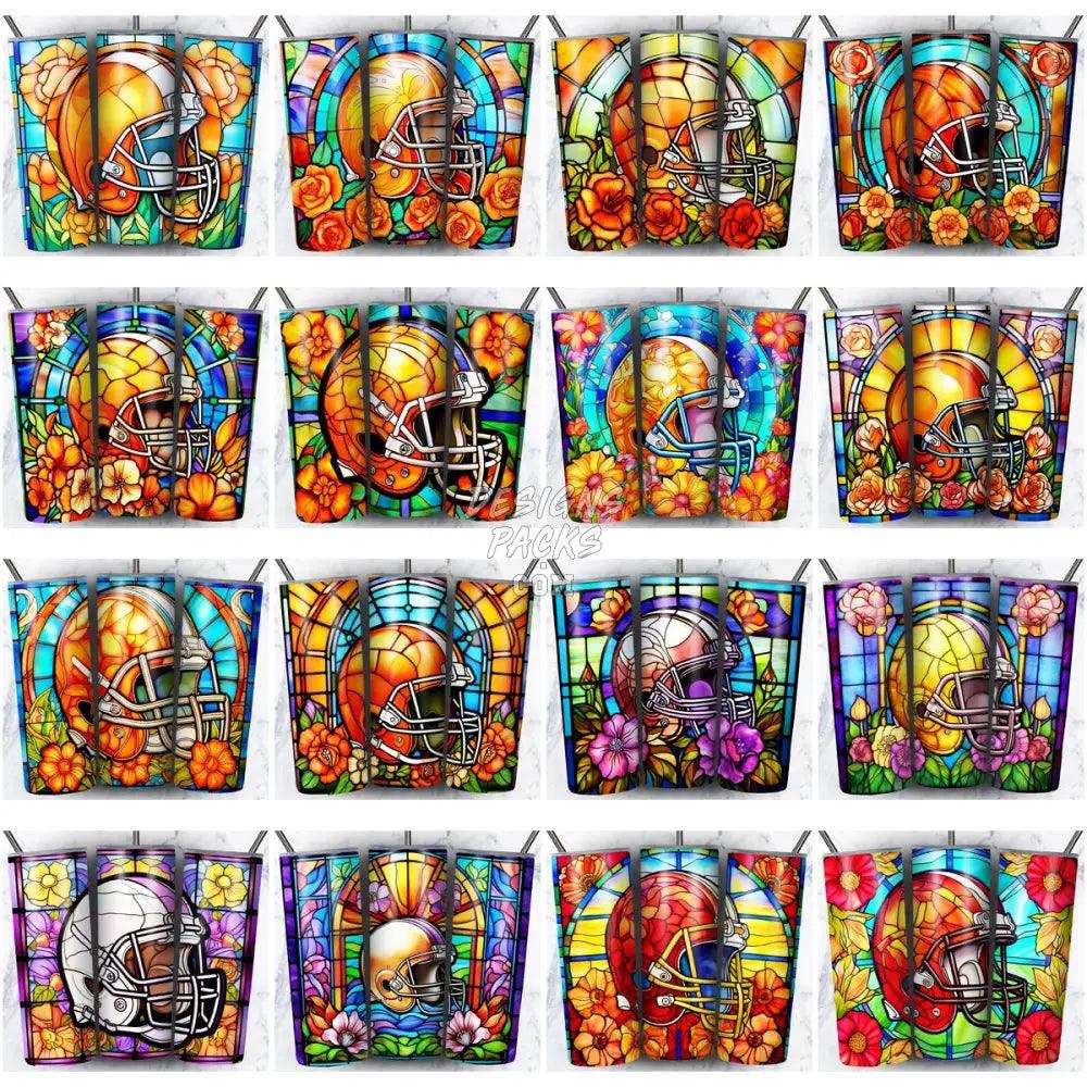104 Football Helmet Stained Glass Tumbler Wrap Bundle Jpg