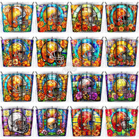 Load image into Gallery viewer, 104 Football Helmet Stained Glass Tumbler Wrap Bundle Jpg
