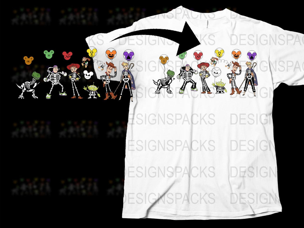 Halloween T-Shirt Spooky Cute Cartoon Monsters Graphic Tee Kids Adults Unisex Casual Wear Cotton Fabric