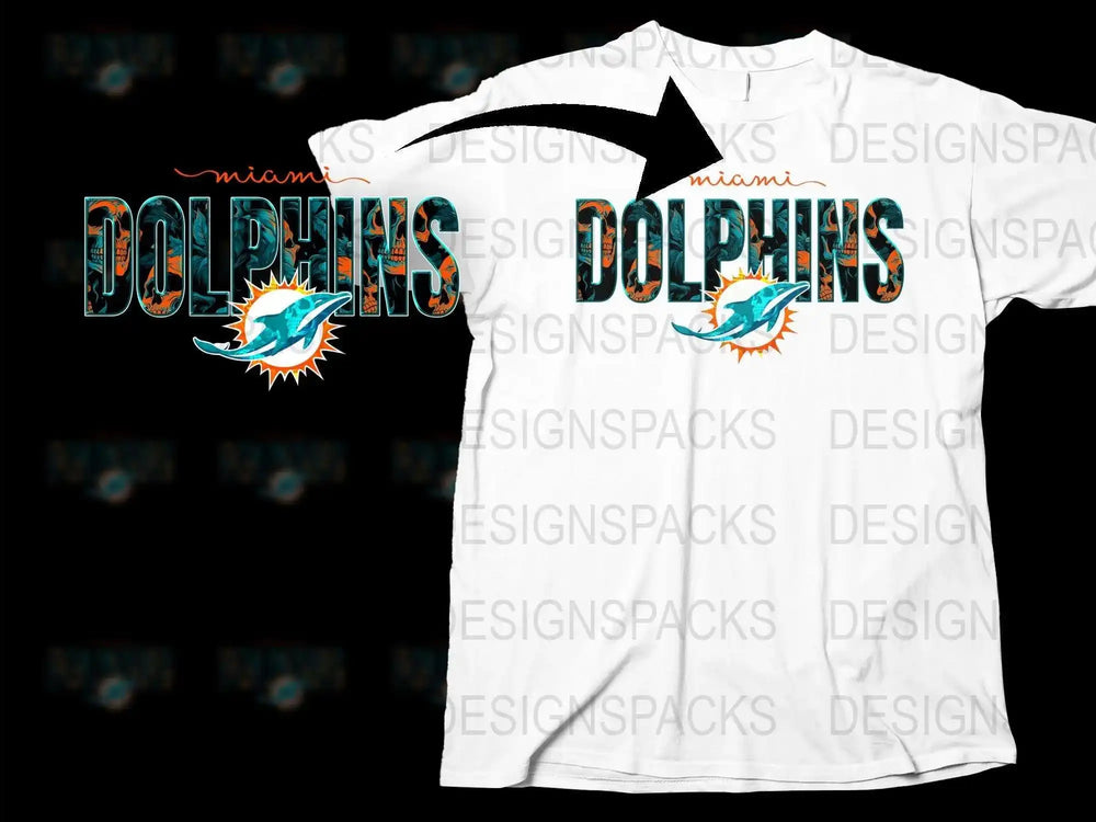Miami Dolphins T-Shirt, White Graphic Tee, Dolphin Logo, NFL Football Apparel, Unisex Fashion