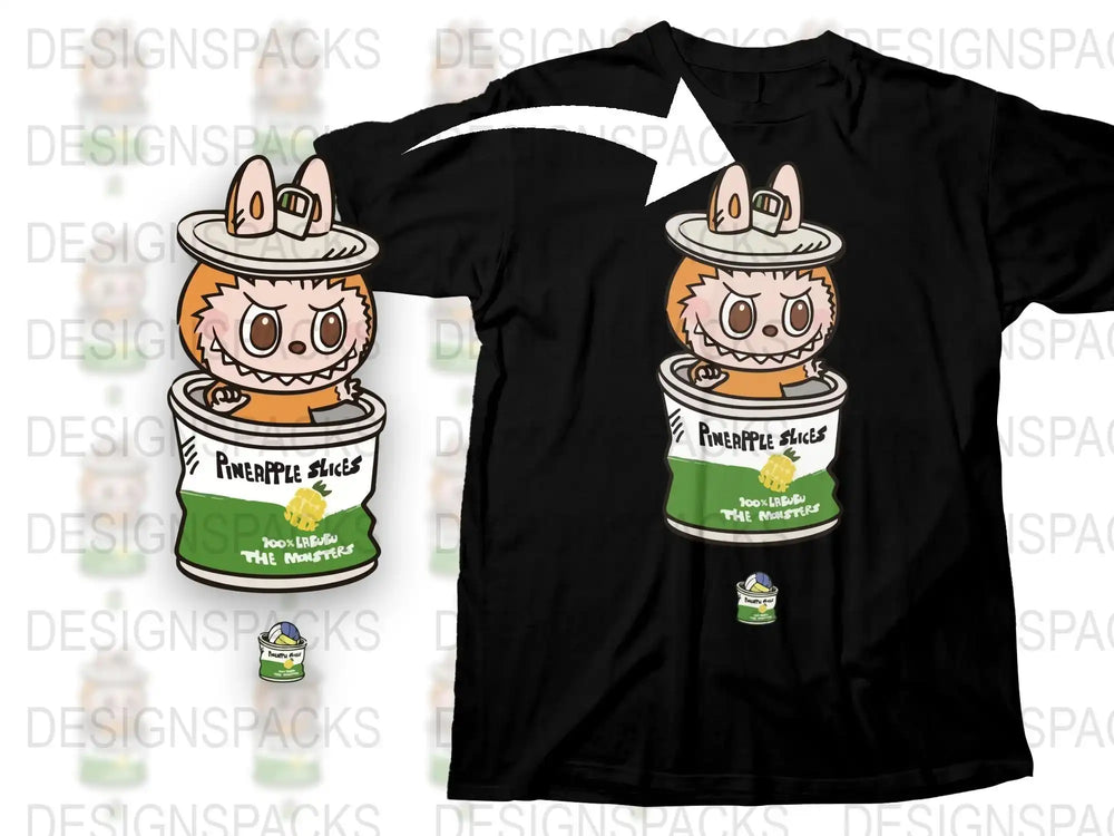 Cute Monster Pineapple Slices T-Shirt, Fun Novelty Graphic Tee, Unique Gift Idea for Kids and Adults