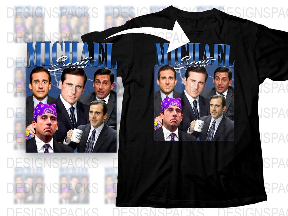 Michael Scott Graphic T-Shirt, The Office TV Show Tee, Funny Character Collage Shirt